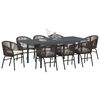 vidaXL Garten Essgruppe 9 pcs Braun Poly-Rattan