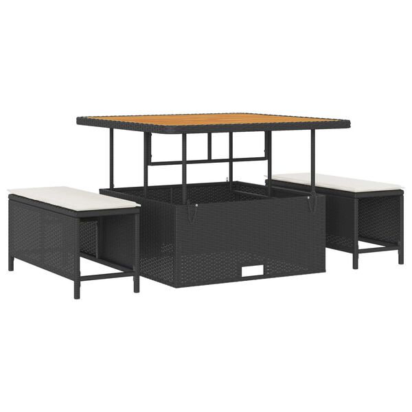 vidaXL Garten-Sofa-Set mit Kissen Schwarz und Creme 100 x 100 x 71 cm