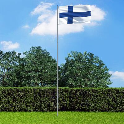 vidaXL Flagge Finnlands und Mast Aluminium 6 m
