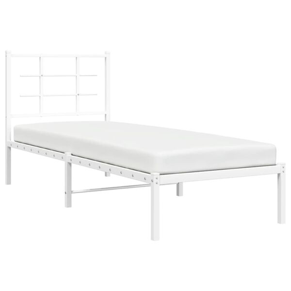 vidaXL Metallbett ohne Matratze mit Kopfteil Wei&szlig; 75x190 cm