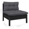 vidaXL 4-tlg. Garten-Lounge-Set mit Kissen Schwarz Kiefernholz