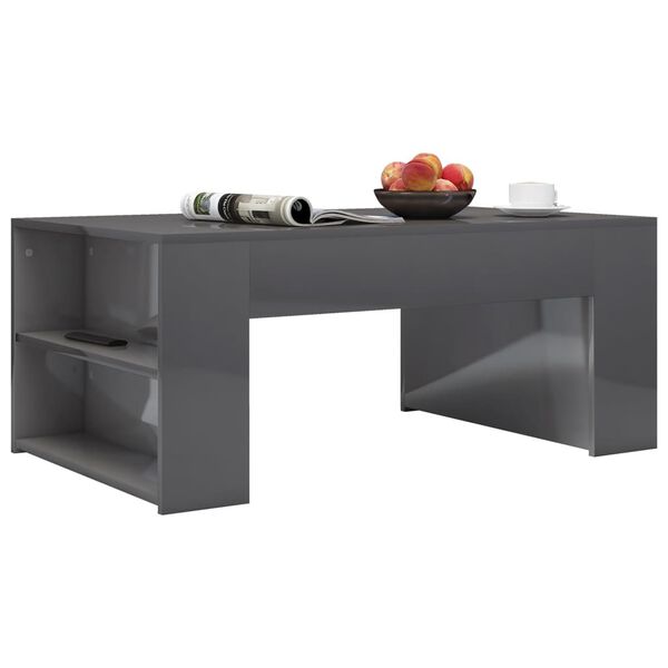 vidaXL Couchtisch Hochglanz-Grau 100x60x42 cm Holzwerkstoff