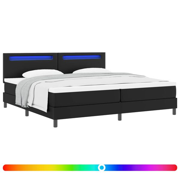 vidaXL Boxspringbett mit Matratze Schwarz 200 x 200 cm Kunstleder