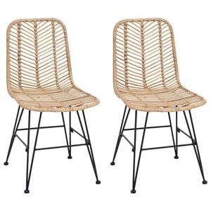vidaXL Esszimmerstuhl 2 stk. Rattan und Eisen Natur 44 x 54,5 x 85 cm