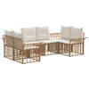 vidaXL Outdoor-Sofagarnitur 6 pcs Nat&uuml;rlich und Cremwei&szlig; Polyester