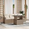vidaXL 5-tlg. Garten-Sofagarnitur mit Kissen Beige Poly Rattan