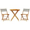 vidaXL 3-tlg. Bistro-Set Grau Poly Rattan und Massivholz