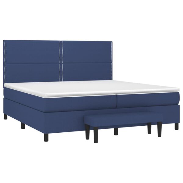 vidaXL Boxspringbett mit Matratze Blau 200x200 cm Stoff