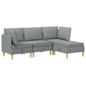 vidaXL Modular Sofa Set mit Stauraum 4 stk. Hellgrau Stoff