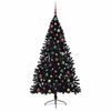 vidaXL K&uuml;nstlicher vorbeleuchteter Weihnachtsbaum Schwarz 180 cm PVC