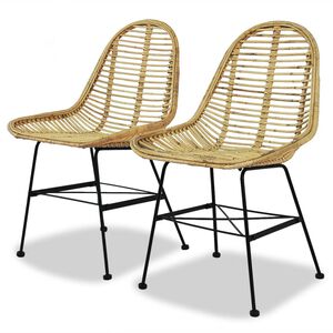 vidaXL Esszimmerst&uuml;hle 2 Stk. Natur Rattan