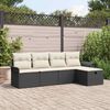 vidaXL Garten-Sofa-Set mit Kissen 5 pcs Schwarz Poly Rattan