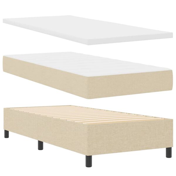 vidaXL Boxspringbett mit Matratze Creme 100 x 200 cm Stoff