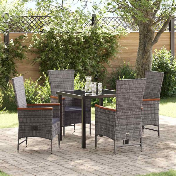 vidaXL Garten Essgruppe 5 pcs Grau Pulverbeschichteter Stahl