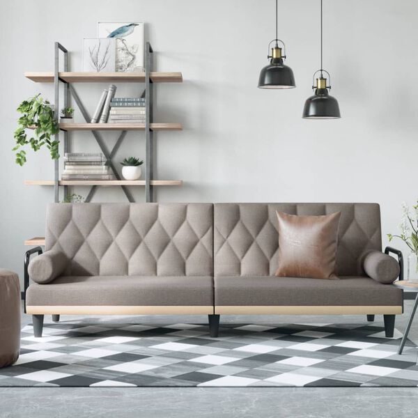 vidaXL Schlafsofa mit Armlehnen Taupe Stoff