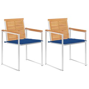 vidaXL Gartenst&uuml;hle mit Kissen 2 Stk. Massivholz Teak und Stahl