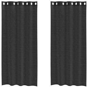 vidaXL Voile Vorh&auml;nge mit &Ouml;sen 2 Stk. Schwarz 140x225 cm