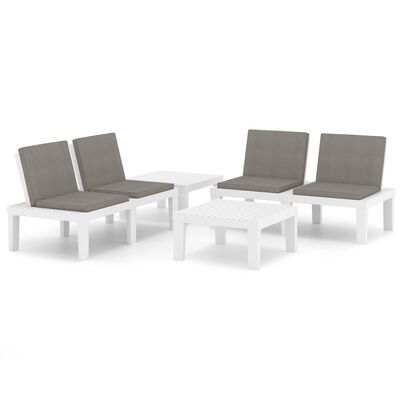 vidaXL 4-tlg. Garten-Lounge-Set mit Auflagen Kunststoff Weiß