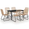 vidaXL 7-tlg. Garten-Essgruppe Poly Rattan und Glas
