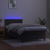 vidaXL Boxspringbett mit Matratze & LED Dunkelgrau 90x200 cm Samt