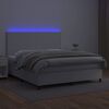 vidaXL Boxspringbett mit Matratze & LED Wei&szlig; 160x200 cm Kunstleder