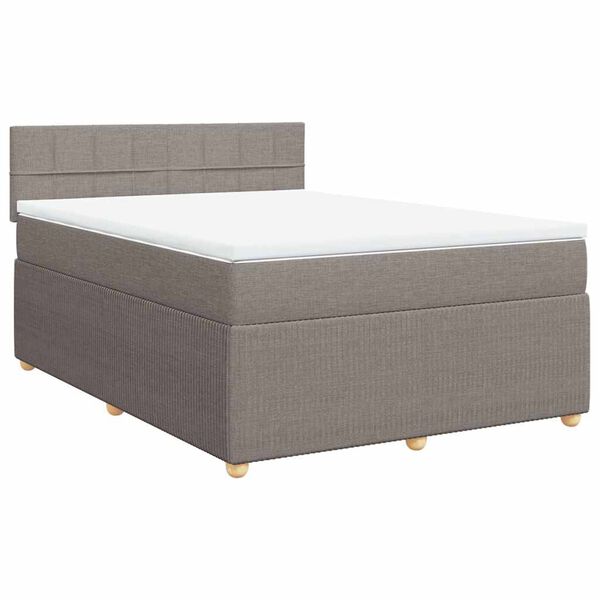 vidaXL Boxspringbett mit Matratze Taupe 140x200 cm Stoff