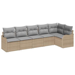 vidaXL Gartensofa-set mit Speicher 6 pcs Beige Poly-Rattan