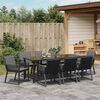 vidaXL Garten Essgruppe 9 pcs Schwarz Pulverbeschichteter Stahl