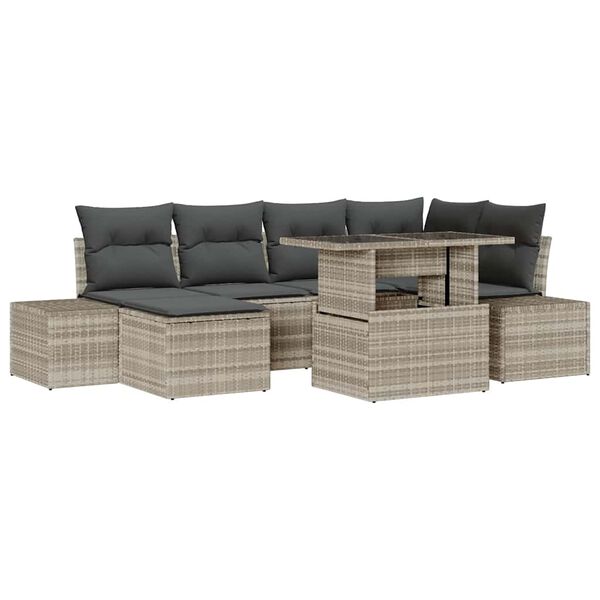 vidaXL Garten-Sofa-Set mit Kissen 7 pcs Hellgrau