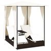vidaXL Doppel-Sonnenliege mit Vorhang Poly Rattan Braun