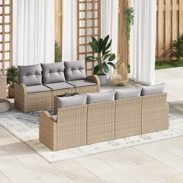 vidaXL Gartensofa-set Beige 55 x 55 x 37 cm Poly-Rattan