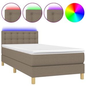 vidaXL Boxspringbett mit Matratze & LED Taupe 80x200 cm Stoff