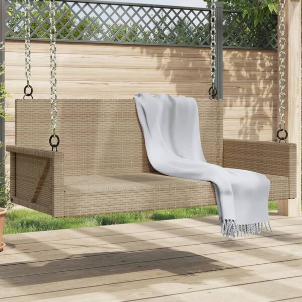 vidaXL H&auml;ngebank Beige 119x56x48 cm Poly Rattan