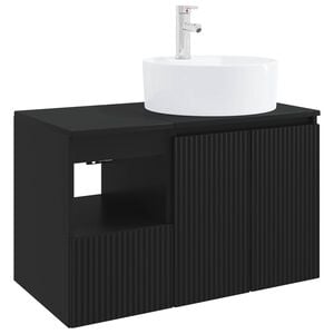 vidaXL Badezimmerm&ouml;bel-Set 2 stk. Schwarz Holzwerkstoff