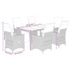 vidaXL 7-tlg. Garten-Bistro-Set mit Kissen Grau Poly Rattan