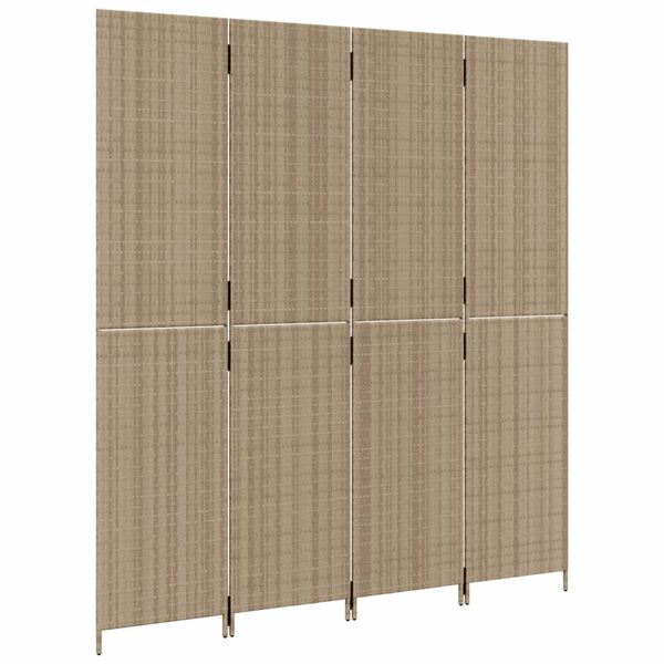 vidaXL Paravent 4-tlg. Beige Poly Rattan