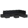 vidaXL Gartensofa-set mit Kissen 9 pcs Schwarz Poly-Rattan