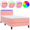 vidaXL Boxspringbett mit Matratze & LED Rosa 90x200 cm Samt
