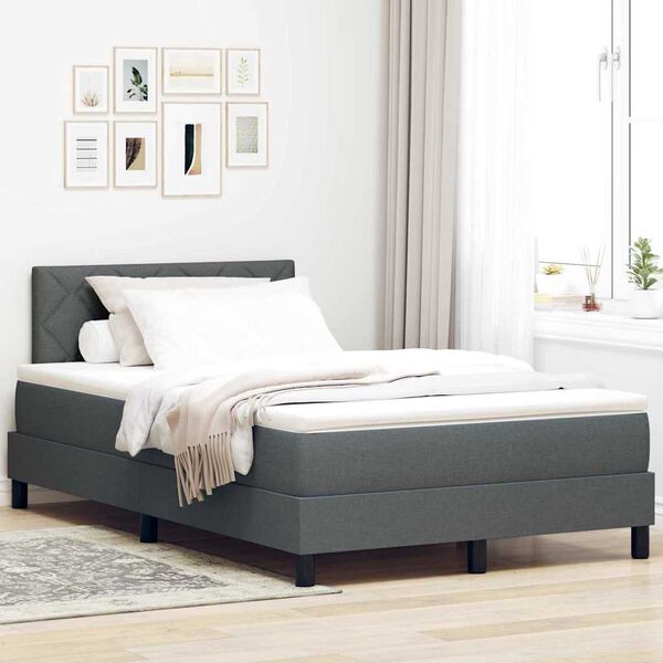 vidaXL Boxspringbett mit Matratze Dunkelgrau 120 x 190 cm Stoff
