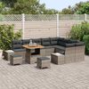 vidaXL Gartensofa-set mit Kissen 12 pcs Grau Poly-Rattan