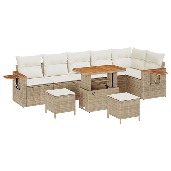 vidaXL Gartensofa-set mit Kissen 9 pcs Beige und Creme
