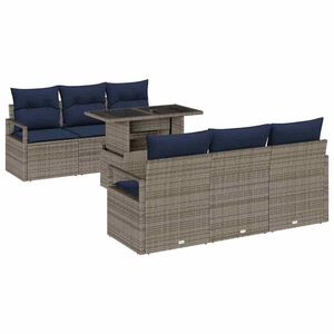 vidaXL Gartensofa-set 7 stk. 6-Sitzanzahl Grau Poly-Rattan