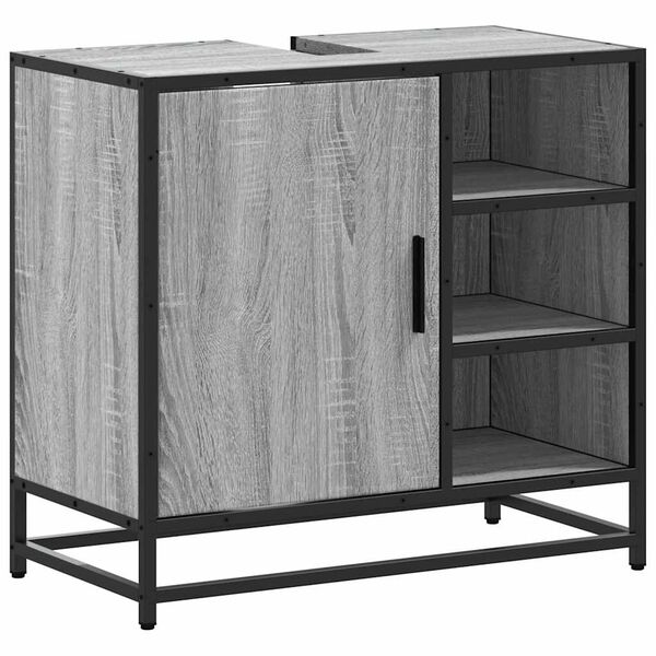 vidaXL Waschbeckenunterschrank Grau Sonoma 65x33x60 cm Holzwerkstoff