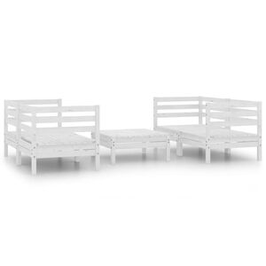 vidaXL 5-tlg. Garten-Lounge-Set Wei&szlig; Kiefer Massivholz