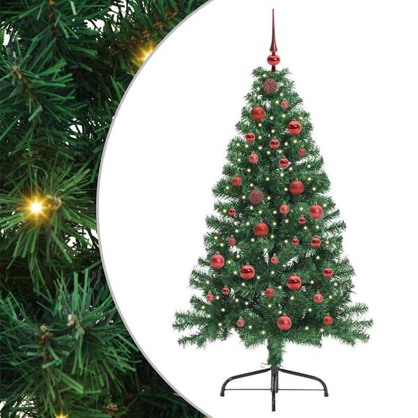 vidaXL K&uuml;nstlicher vorbeleuchteter Weihnachtsbaum Gr&uuml;n 150 cm PVC