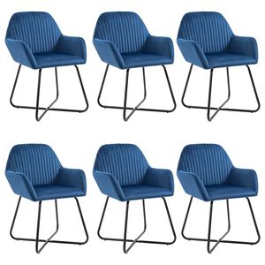 vidaXL Esszimmerst&uuml;hle 6 Stk. Blau Samt