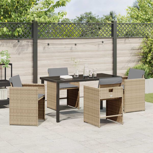 vidaXL Garten Essgruppe 5 pcs Beige Poly-Rattan