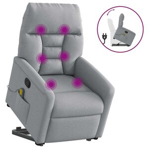 vidaXL Massagesessel mit Aufstehhilfe Hellgrau Stoff
