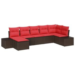 vidaXL Gartensofa-set 7 stk. Braun Poly-Rattan