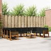 vidaXL Outdoor-Sofagarnitur mit Kissen 11 pcs Nat&uuml;rlich und Schwarz